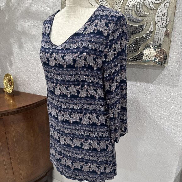 Forever 21 Womens Small Blue & White Floral Mini Dress With Tie Back - Picture 2 of 9